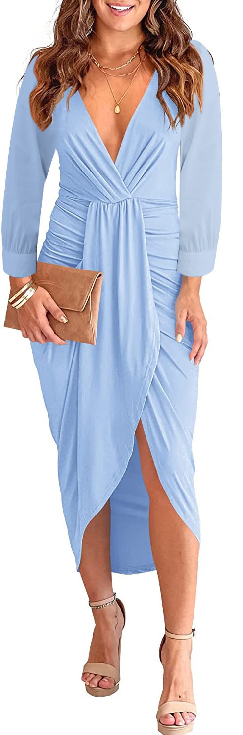 Dame omslagskjorte med dyb V-hals og sideudsparing Stilla