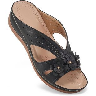 Dame nan komfortable kile sandaletter med floral dekoration og polstret sål Skovae