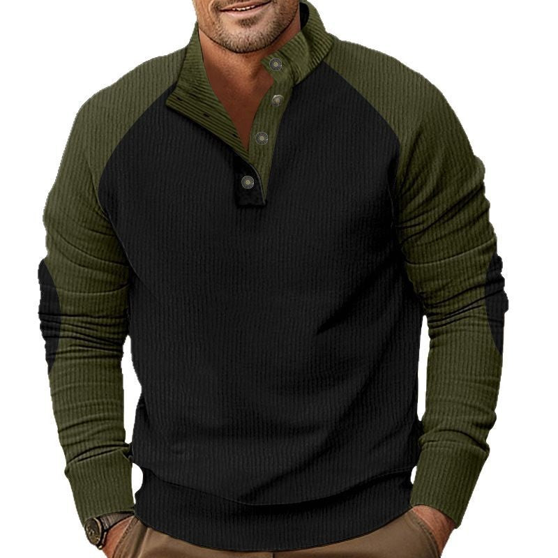 Herre afslappet pullover med ståkrave og struktureret materiale Stilla