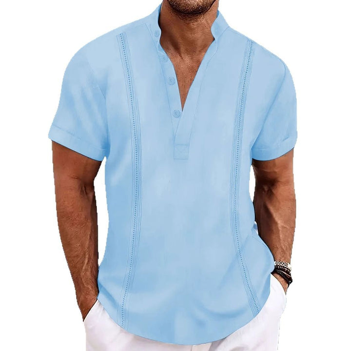 Herrer Poloshirt med moderne knapliste-design og åndbar struktur Stilla