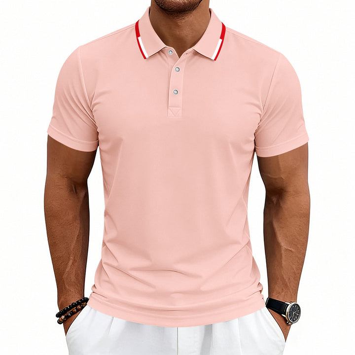 Herrer nan tailored kortærmet polo shirt med kontrastkrave i åndbart piqué Skovae