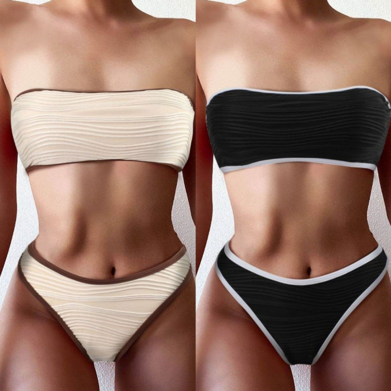 Dame bandeau-bikini-sæt med raffineret strukturdesign Stilla