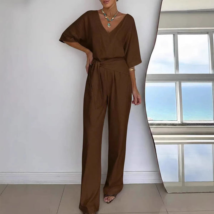 Kvinder Elegant Jumpsuit med skræddersyet snit og omslagssnor Skovae