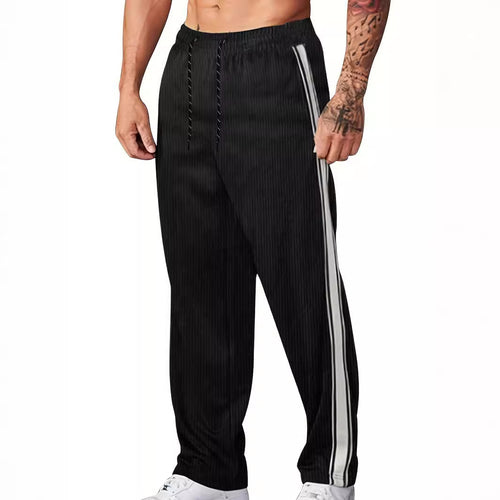 Herren nan ribbet Relax-Joggingbukser med bred ben, siden piping og elastisk snørebånd Skovae