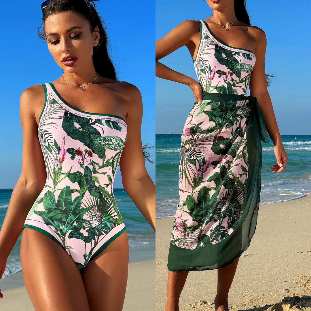 Dame strandhåndklæde med blomsterdesign og moderne indpakningsstil Stilla