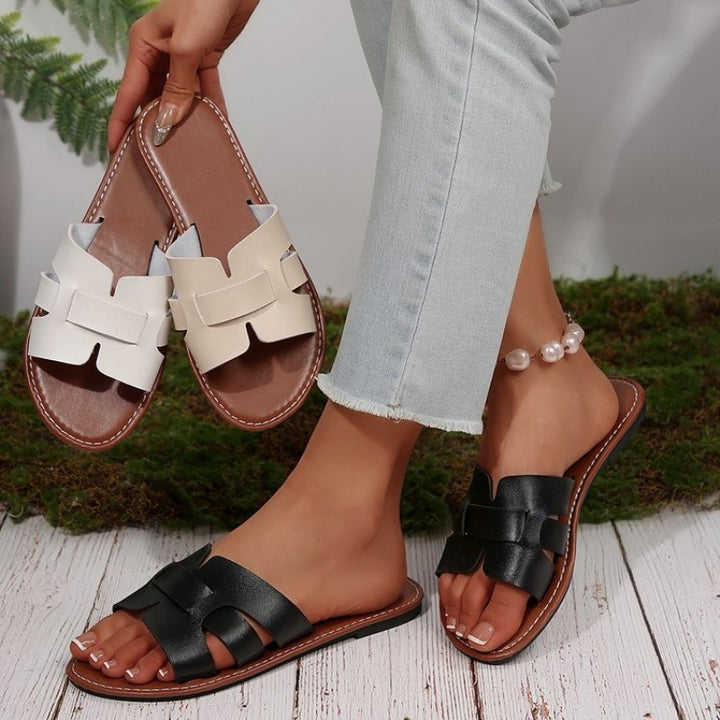Dame nan flad Pantolette med splitrem-design og polstret komfortfodbed Skovae