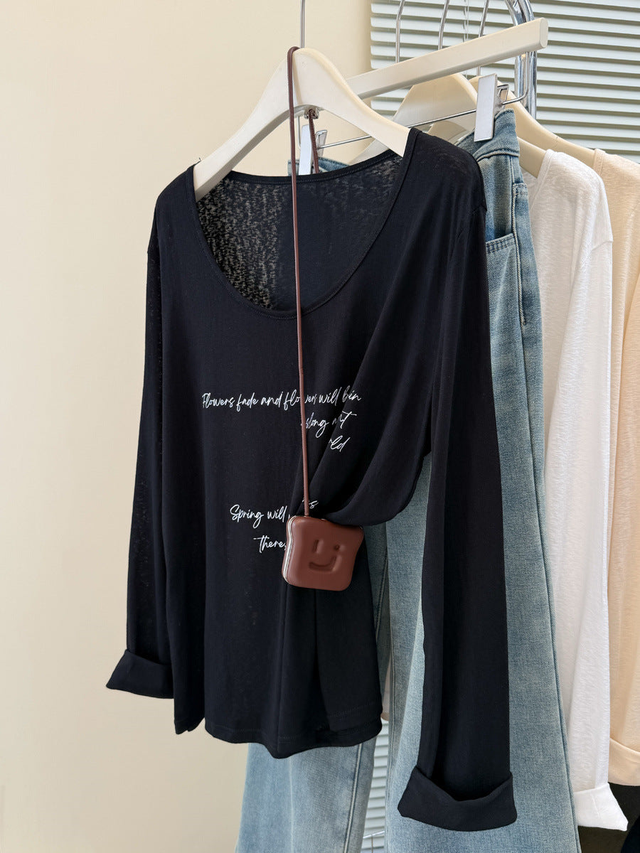 Femme Relaxed Fit Langærmet T-shirt med inspirerende citat Stilla
