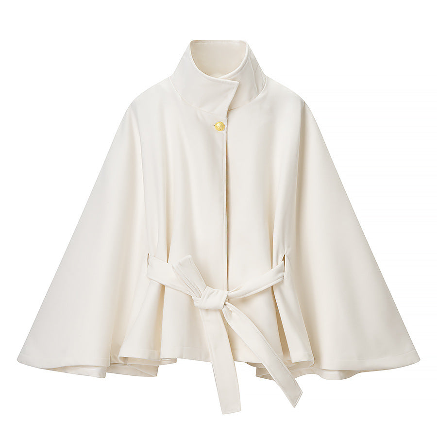 Dame elegant cape jakke med justerbart bælte Stilla