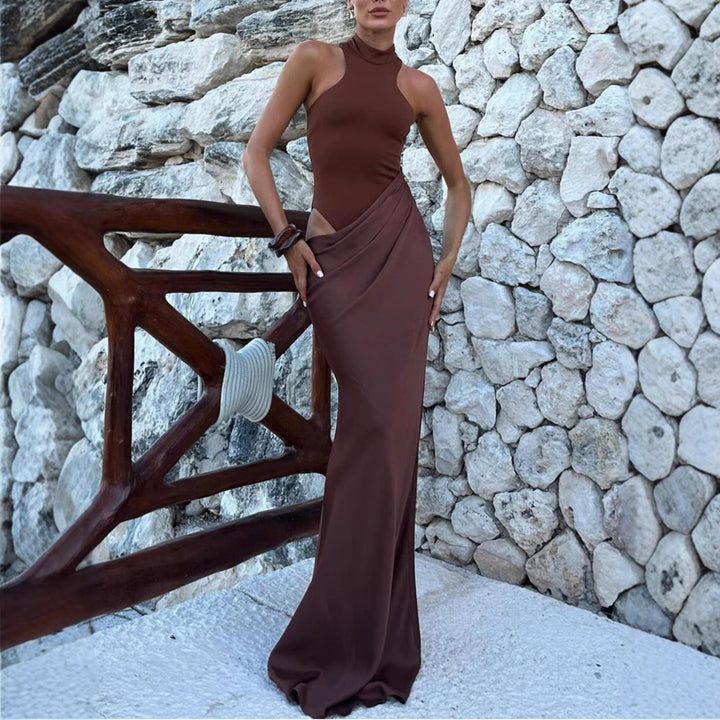 Dame maxi kjole med fashionable cut Skovae