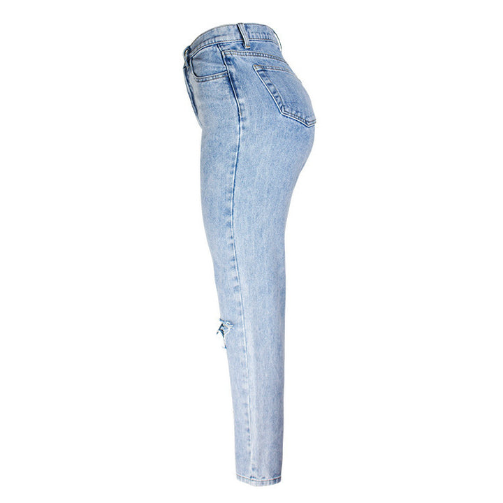 Dame High-Waist Jeans med frynset design Stilla
