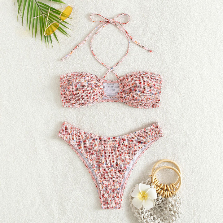 Dame Høj talje Bikini-sæt med legende indpakningsdesign Skovae