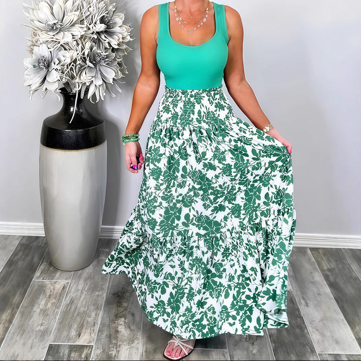Damer Maxiskørt med elastisk talje og blomsterprint Stilla