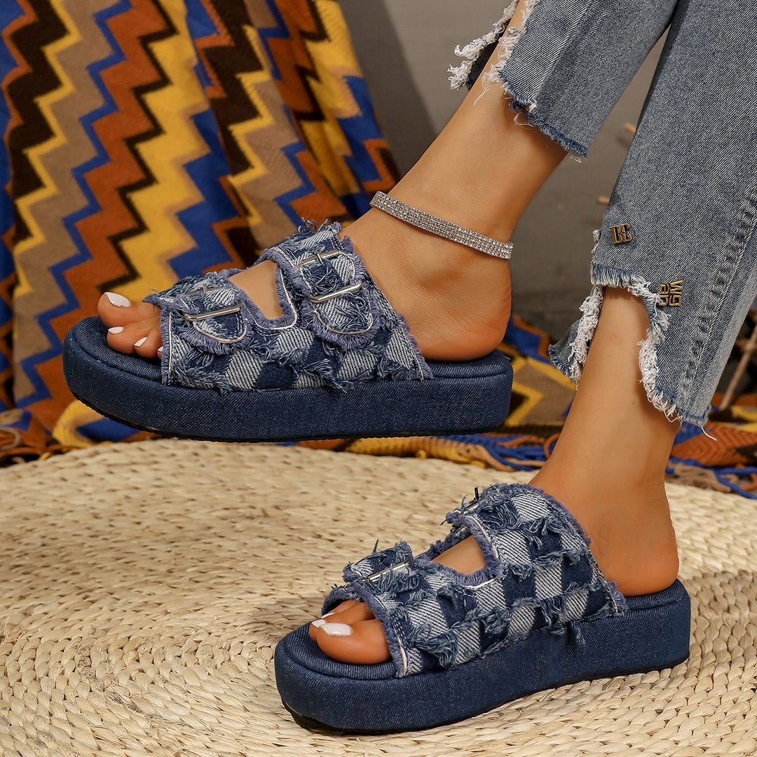 Dame Trendy Denim Platform Sko Stilla