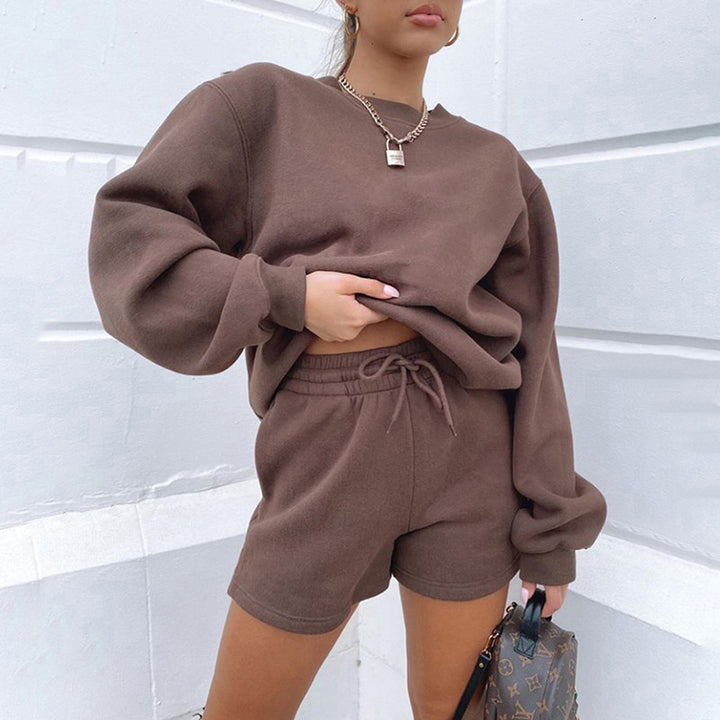 Dame behageligt sweatshirtsæt med shorts Stilla