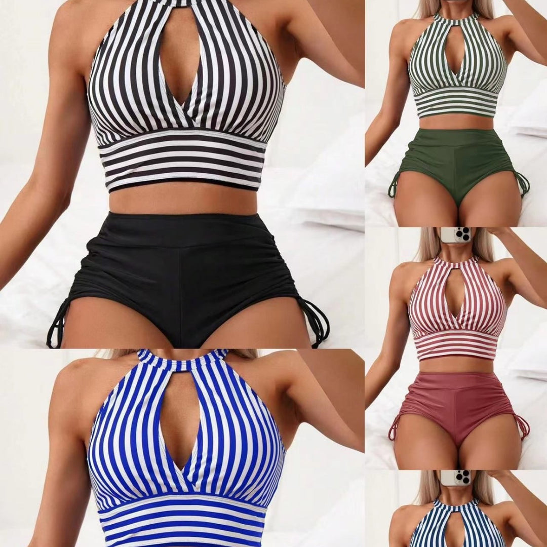 Dame moderne bikinisæt med højt skårede trusser og justerbar top Stilla
