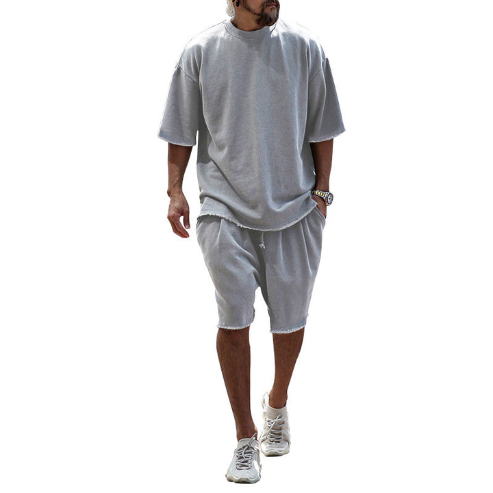 Herrer afslappet kortærmet T-shirt med behagelige sweatshorts Stilla