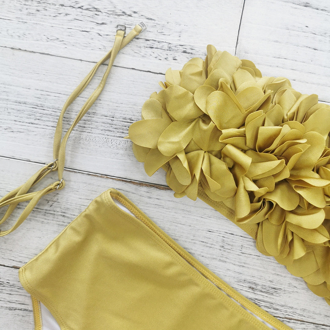 Dame Bikini-sæt med voluminøst blomstermønster og elegant høj talje-snit Stilla