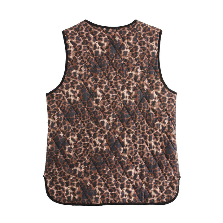 Femme quilted leopard print utility vest Stilla