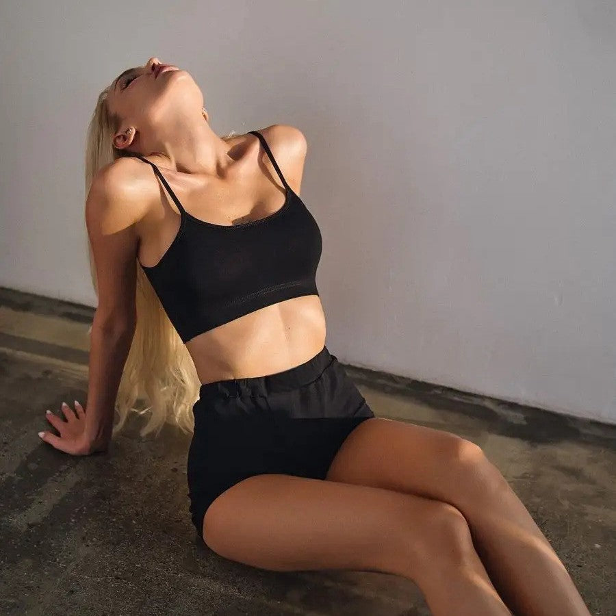 Dame Sporty kort sæt med høj talje Stilla