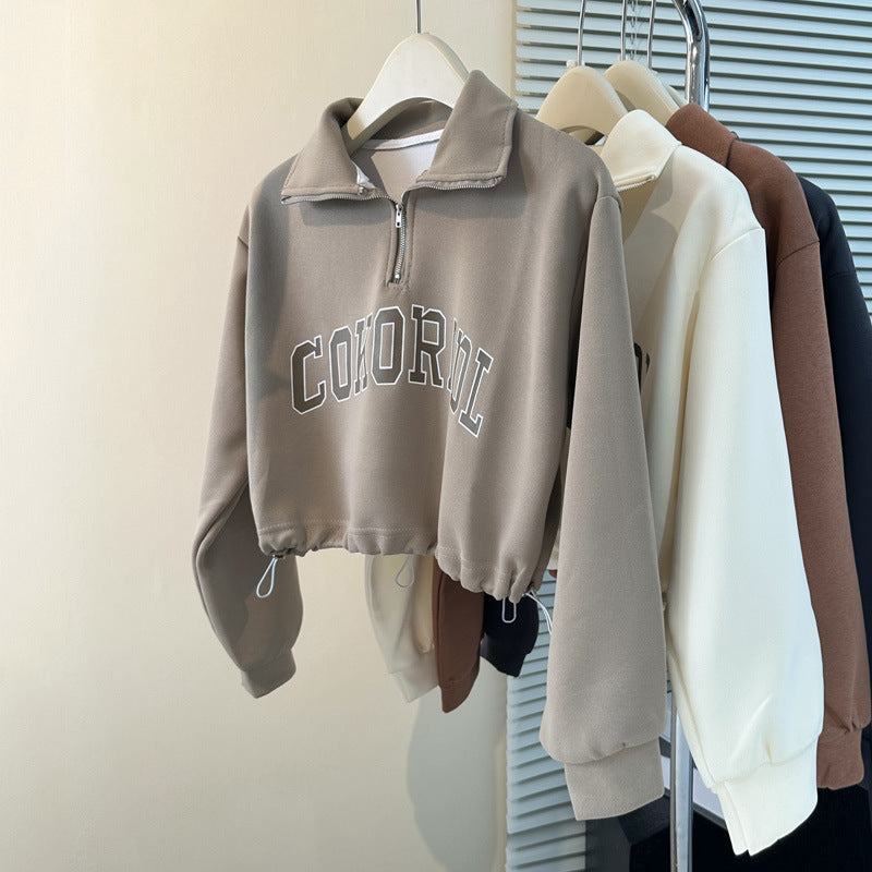 Femme Cropped Quarter-Zip Sweatshirt Stilla