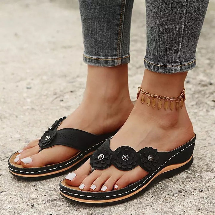 Dame blomstermotiveret fodseng-sandaler Stilla