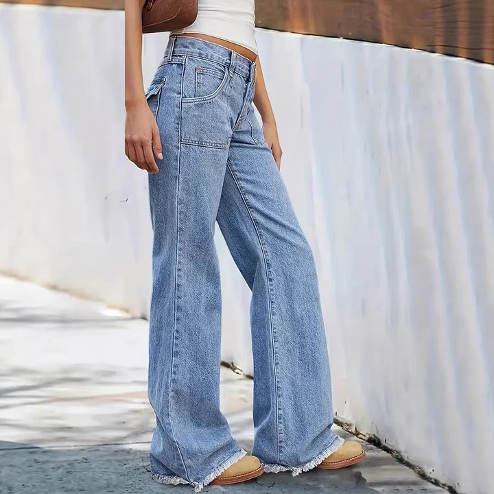 Dame brede jeans med rå kant Skovae