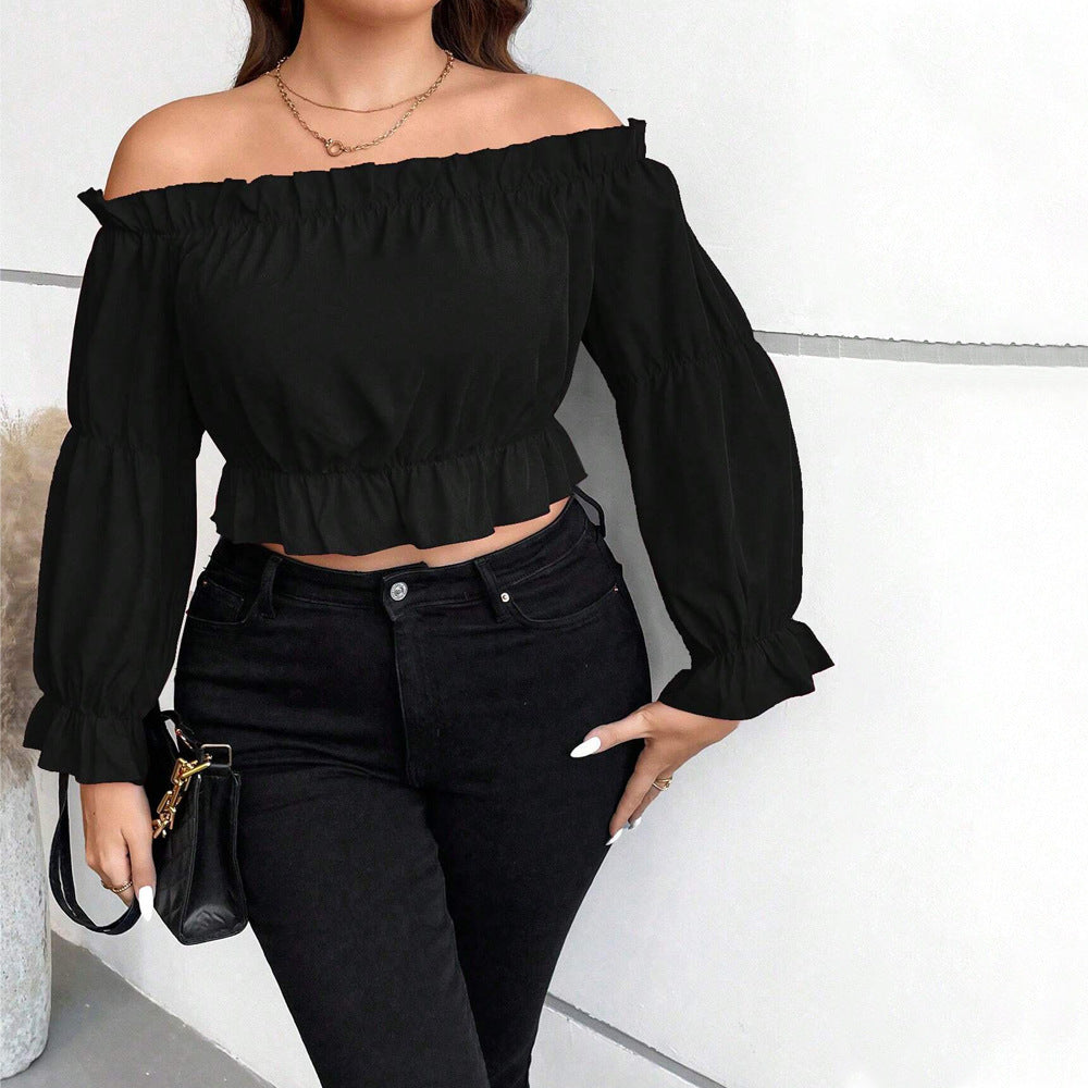 Dame gradient crop top med off-the-shoulder-design og smal talje Stilla