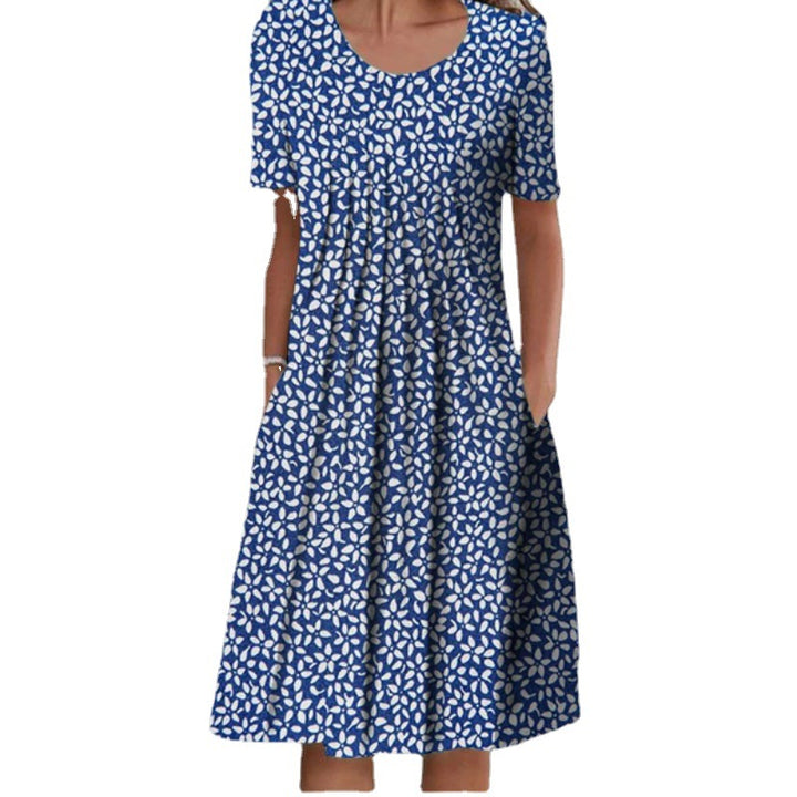 Dame blomsterkjole midi med plisseret design Stilla