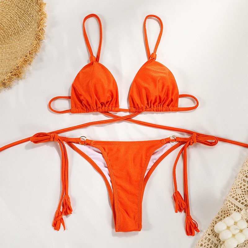 Dame Triangel-Bikini med justerbare stropper og moderigtige frynser Stilla