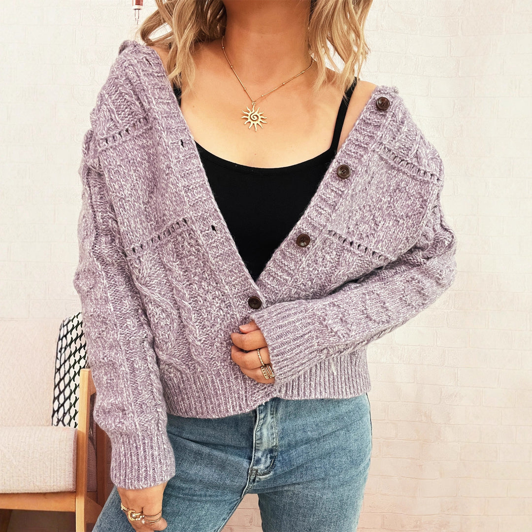 Kvinders cardigan med tekstureret kabeldesign og knaplukning Stilla