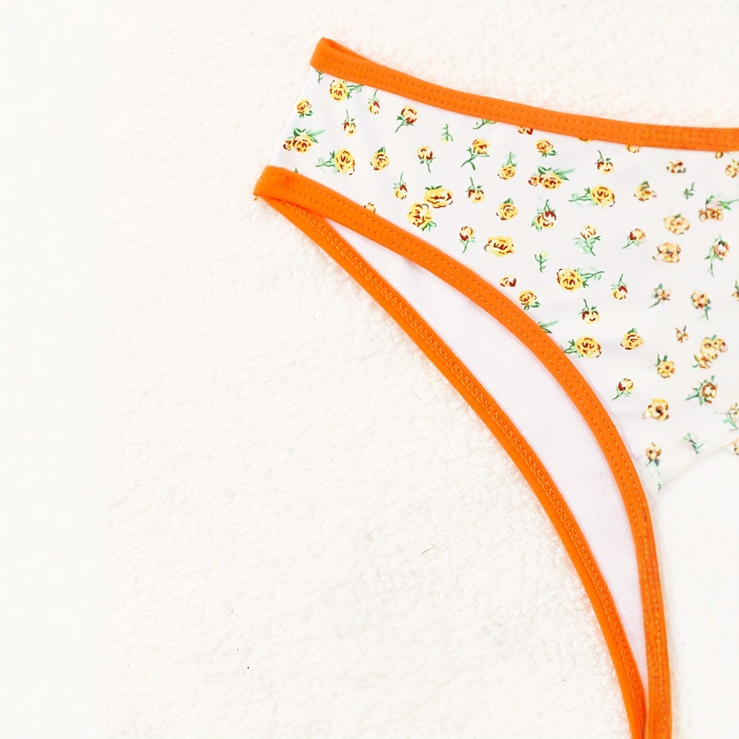 Dame blomster mønster bikini med raffineret skæring Skovae