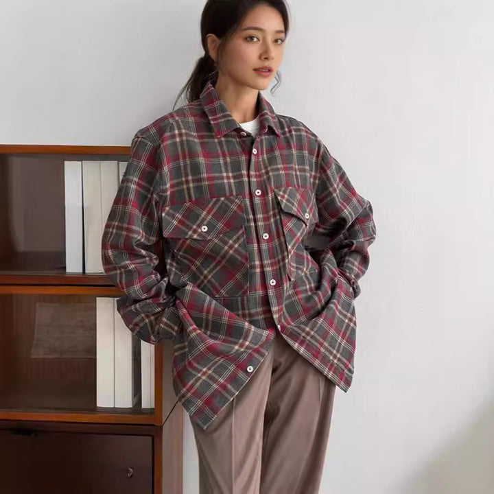Dame store størrelser flannel skjorte Stilla