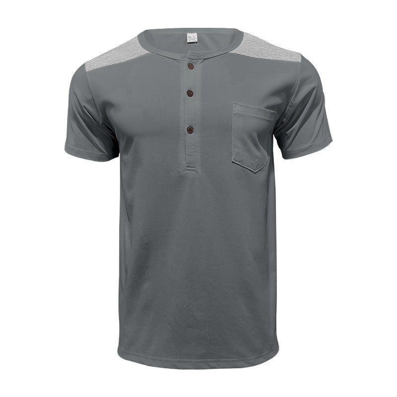 Herrer behagelig kortærmet Henley T-shirt med moderne design og praktisk brystlomme Stilla