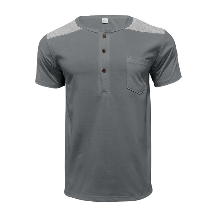 Herrer behagelig kortærmet Henley T-shirt med moderne design og praktisk brystlomme Stilla