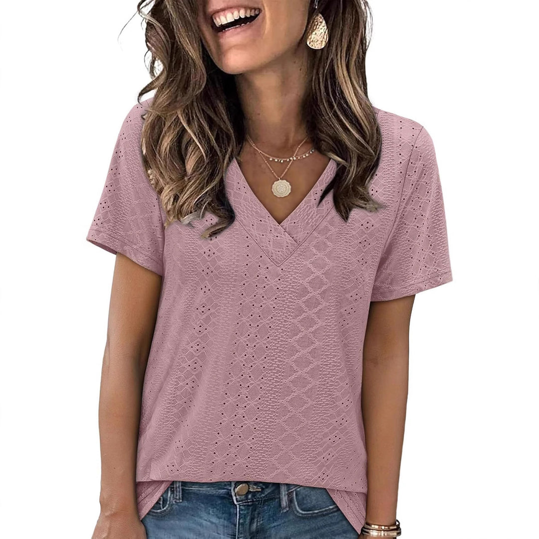 Dame V-hals Blonde-detalje Top Stilla