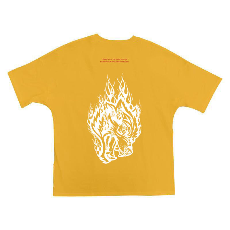 Herrer Grafik T-shirt med iøjnefaldende ulvedesign og løs pasform Stilla