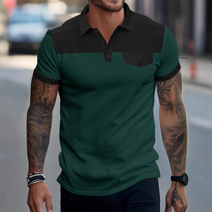 Herrer Poloshirt med moderne blokdesign Stilla