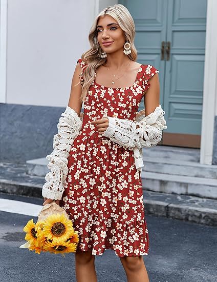 Kvinder Floral Lagdelt Midi Kjole Stilla