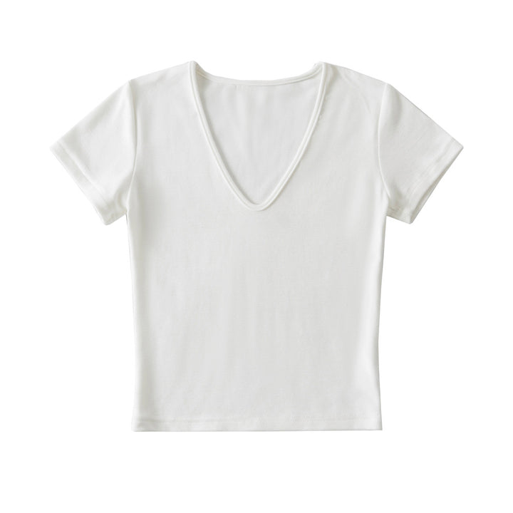 Dame V-hals T-shirt med figursyet snit Stilla