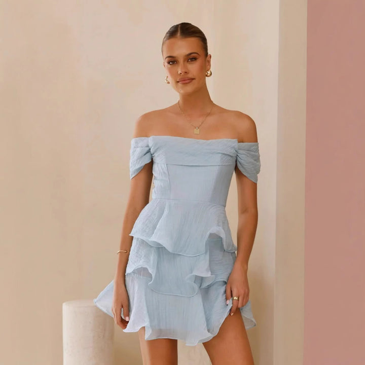 Kvindernes romantiske ruffle kjole med off-the-shoulder design Stilla