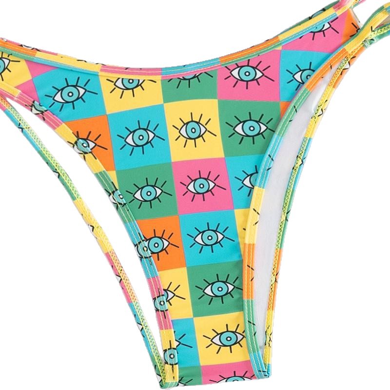 Dame Triangel-Bikini med iøjnefaldende grafisk design Skovae