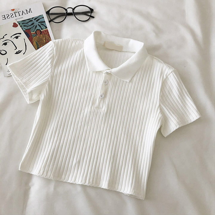 Femme Tekstureret Cropped Polo-Shirt Stilla
