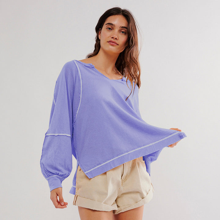 Damer afslappet oversized sweatshirt med dyb V-udskæring og moderne design Stilla