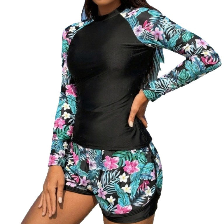 Dame UV-beskyttelse Surfdragt med blomstret design Skovae