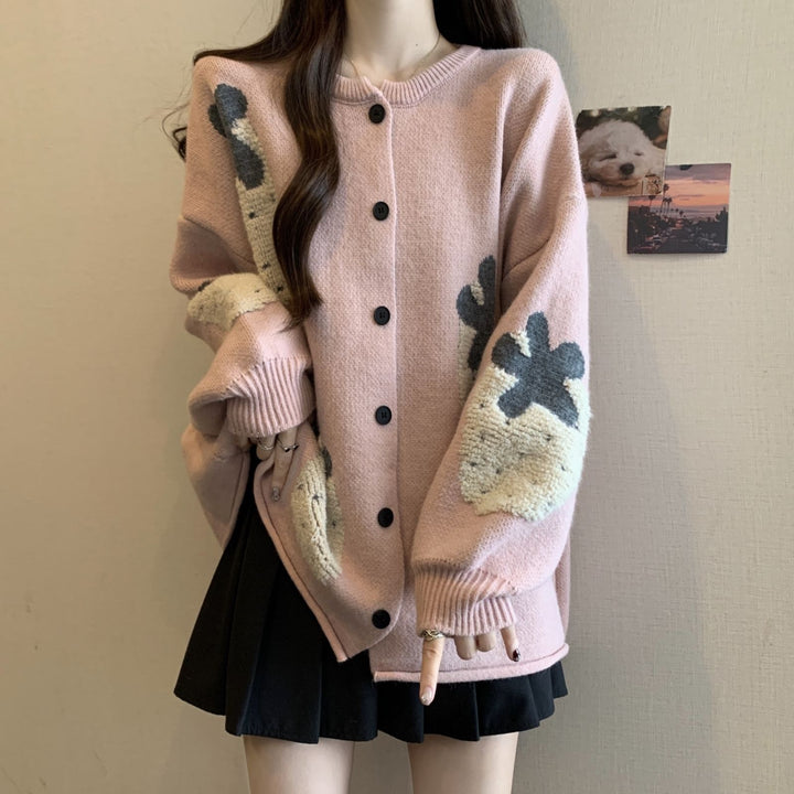 Kvinders cardigan med blomsterprint Stilla