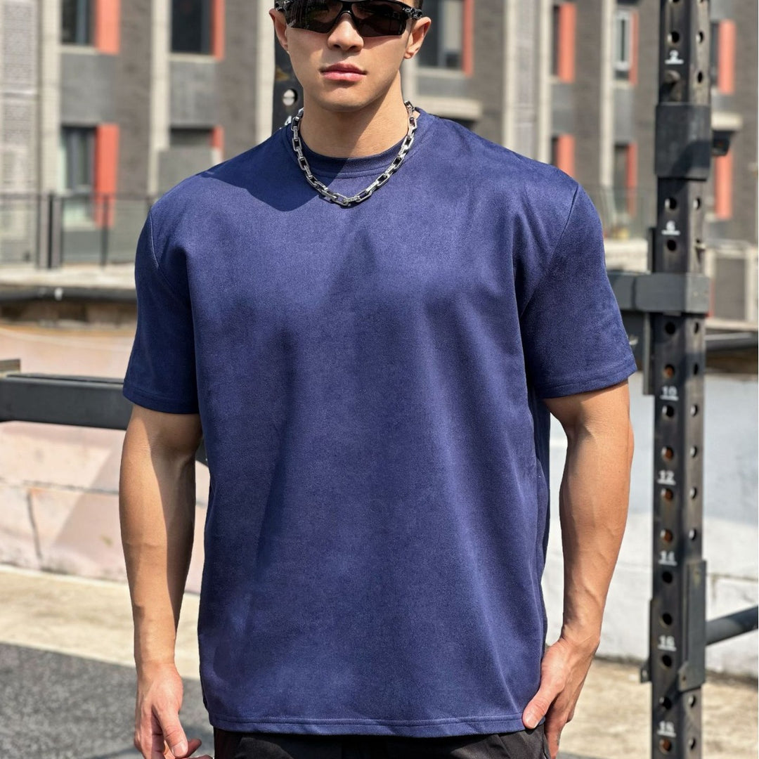 Herren Sportliches Fleece T-Shirt med forstærket krave og afslappet snit Stilla