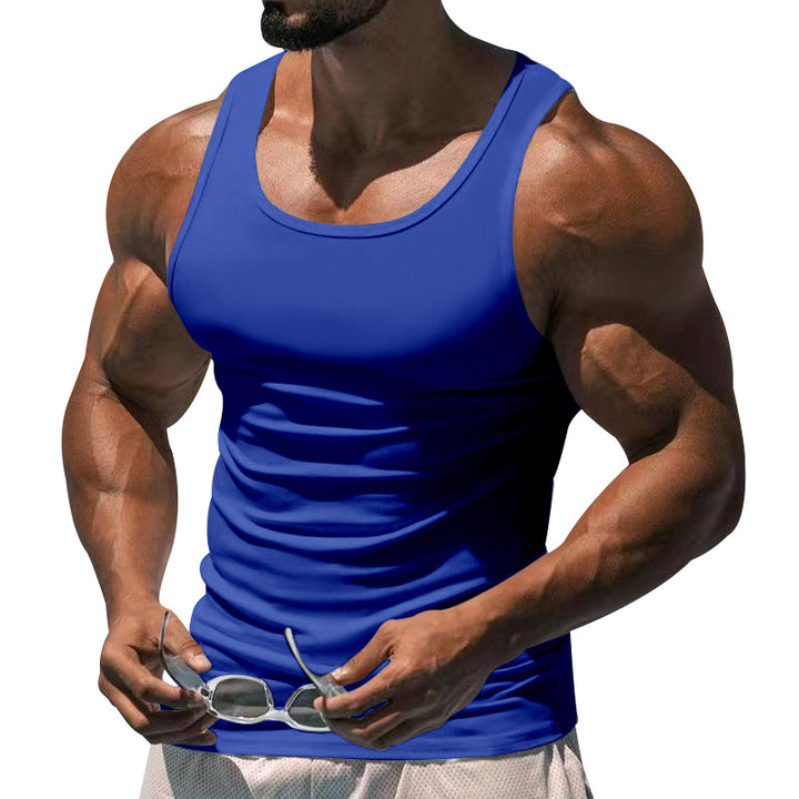 Herren nan figurbetonet funktionelt tanktop med høj armudskæring og stretch jersey Skovae