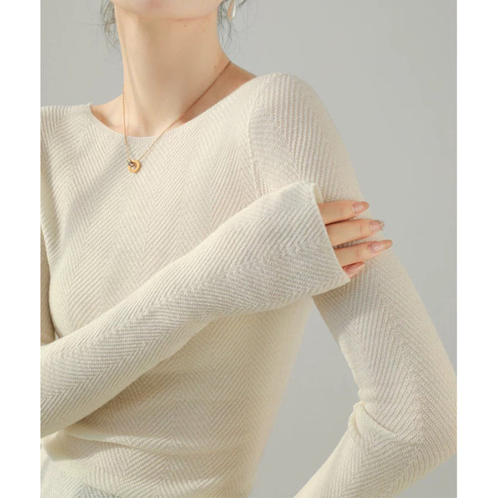 Dame Kvalitets Longsleeve Top med struktureret mønster Stilla