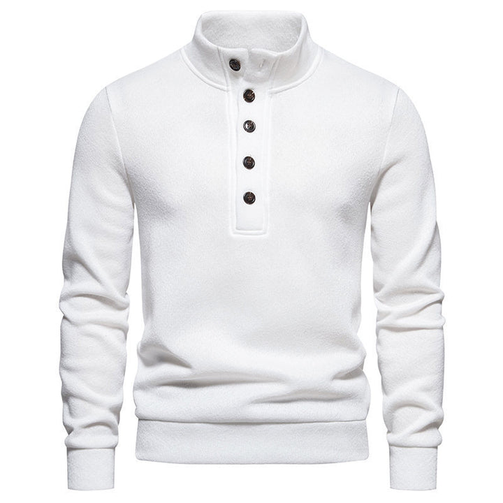 Herrer elegant pullover med halv lynlås og karakteristisk knapliste Stilla