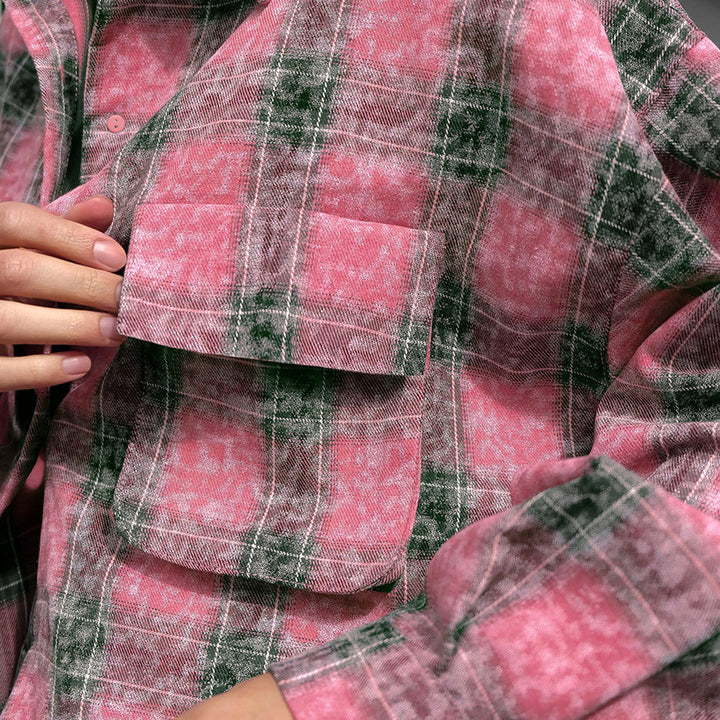 Dame Oversized Skjorte i ternet design lavet af bløde, åndbare materialer med afslappet pasform Stilla